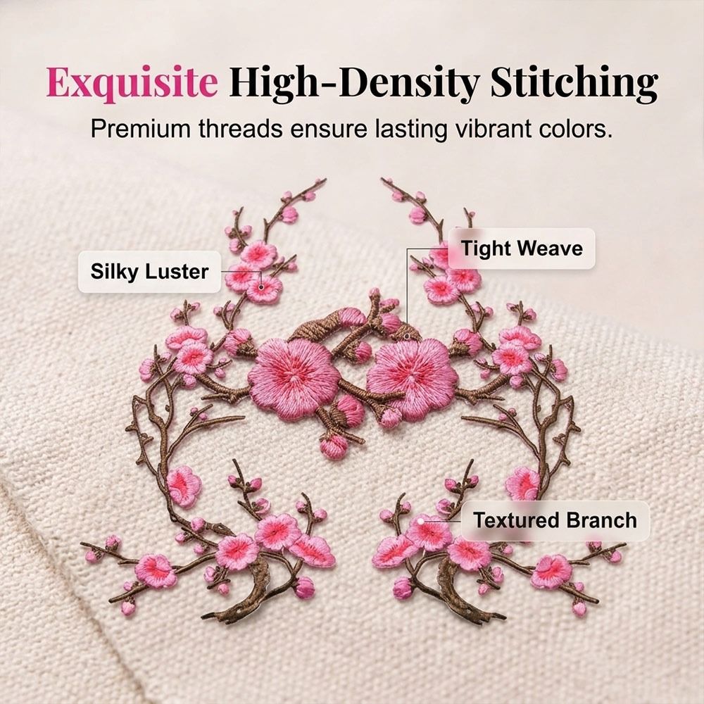 DIY Cherry Blossom Iron On Pat - Sewing Repair ulasan dan harga