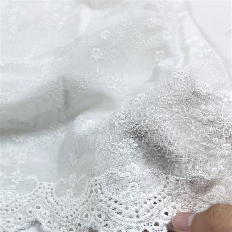 Scalloped Edge Eyelet Floral E - Sewing Eyelet Fabric ulasan dan harga