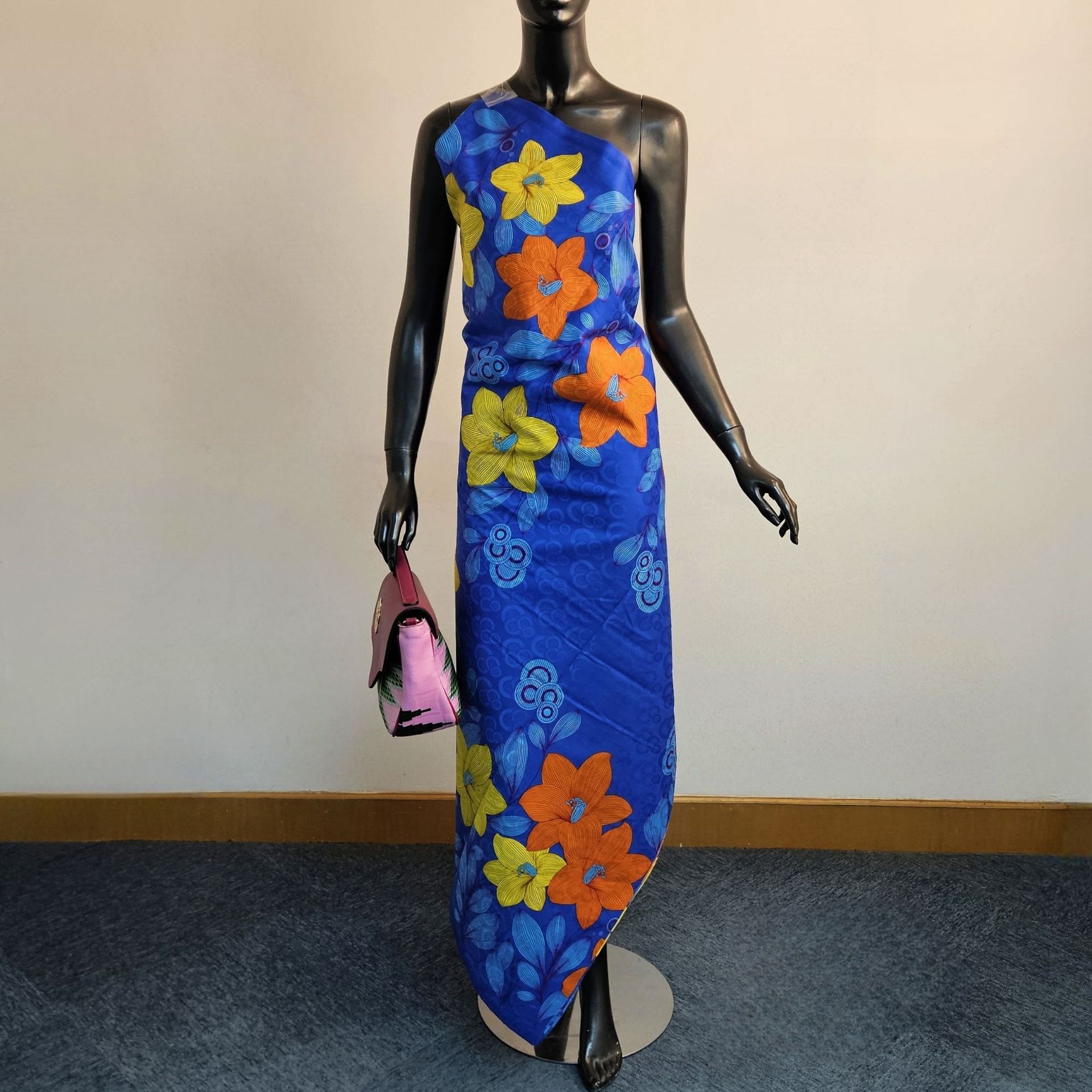Floral Printed on Purple Blue  - Sewing Batik Fabric ulasan dan harga