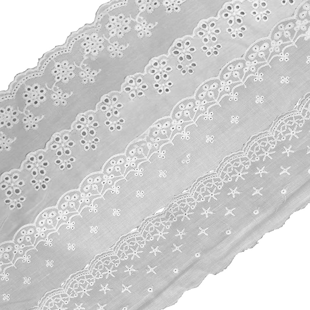 Embroidery White Lace Fabric C - Sewing Eyelet Fabric ulasan dan harga