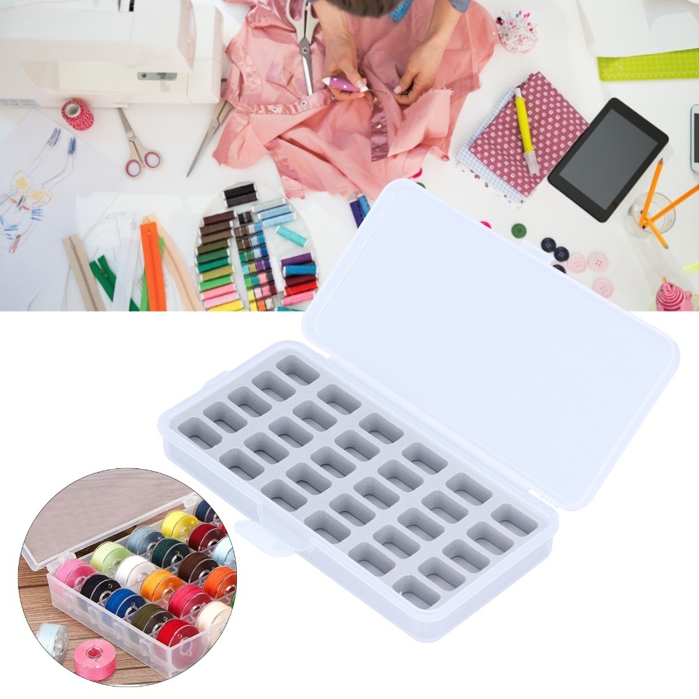 2pcs Transparent Plastic Bobbi - Thread Bobbins Empty ulasan dan harga