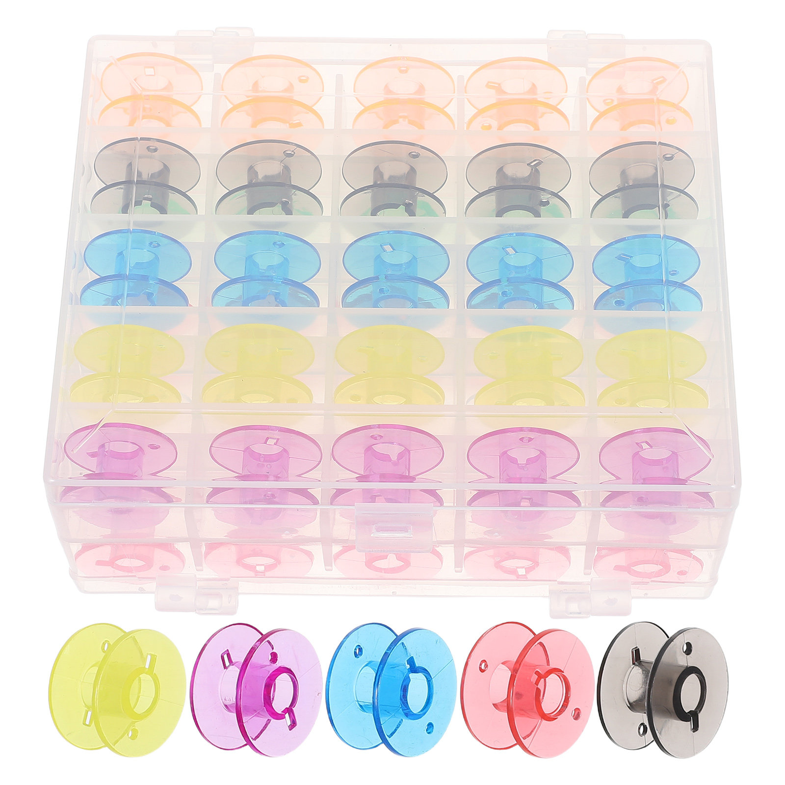 50Pcs Clear Plastic Bobbins Se - Thread Bobbins Empty ulasan dan harga