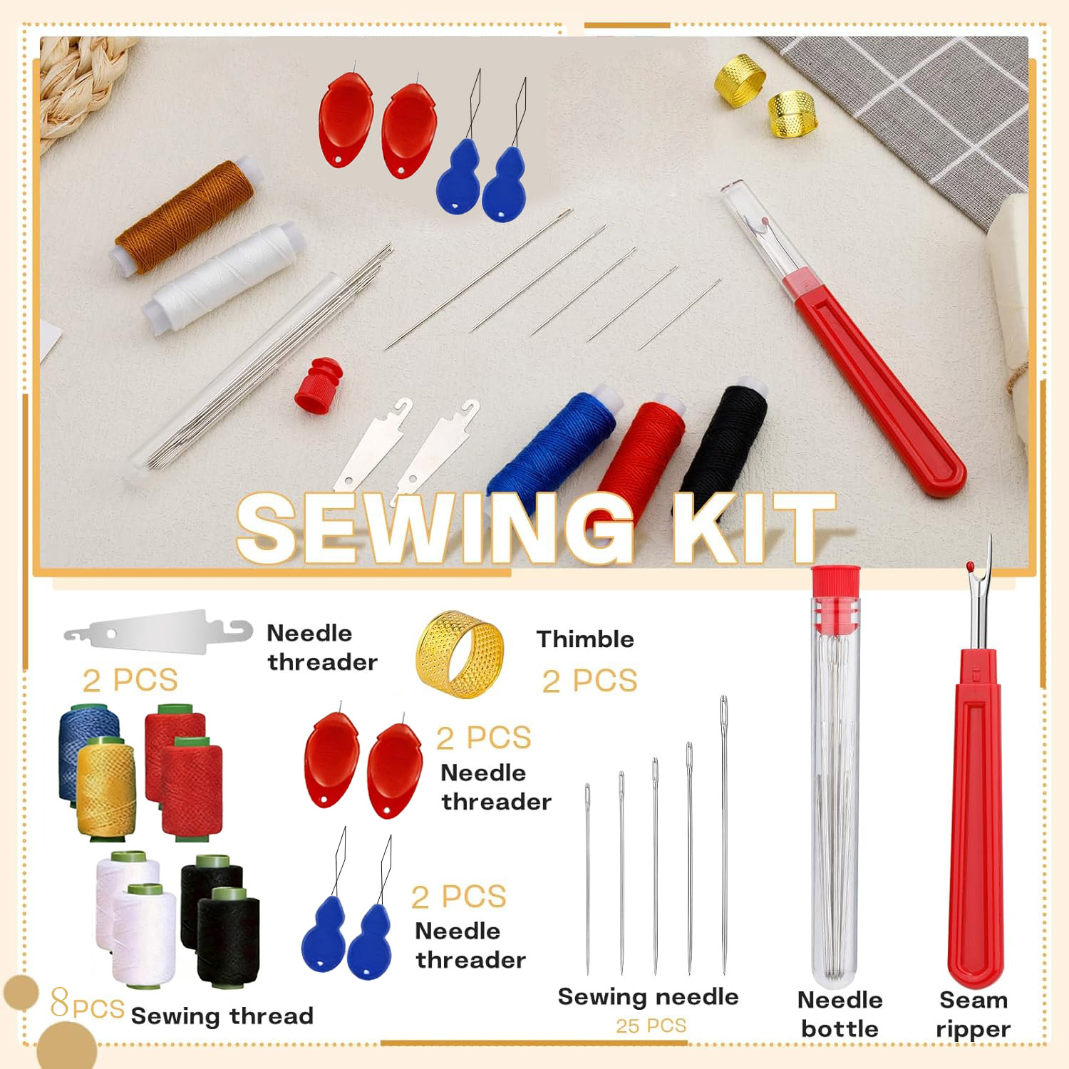 43pcs Big Eye Sewing Needle Ki - Sewing Repair ulasan dan harga