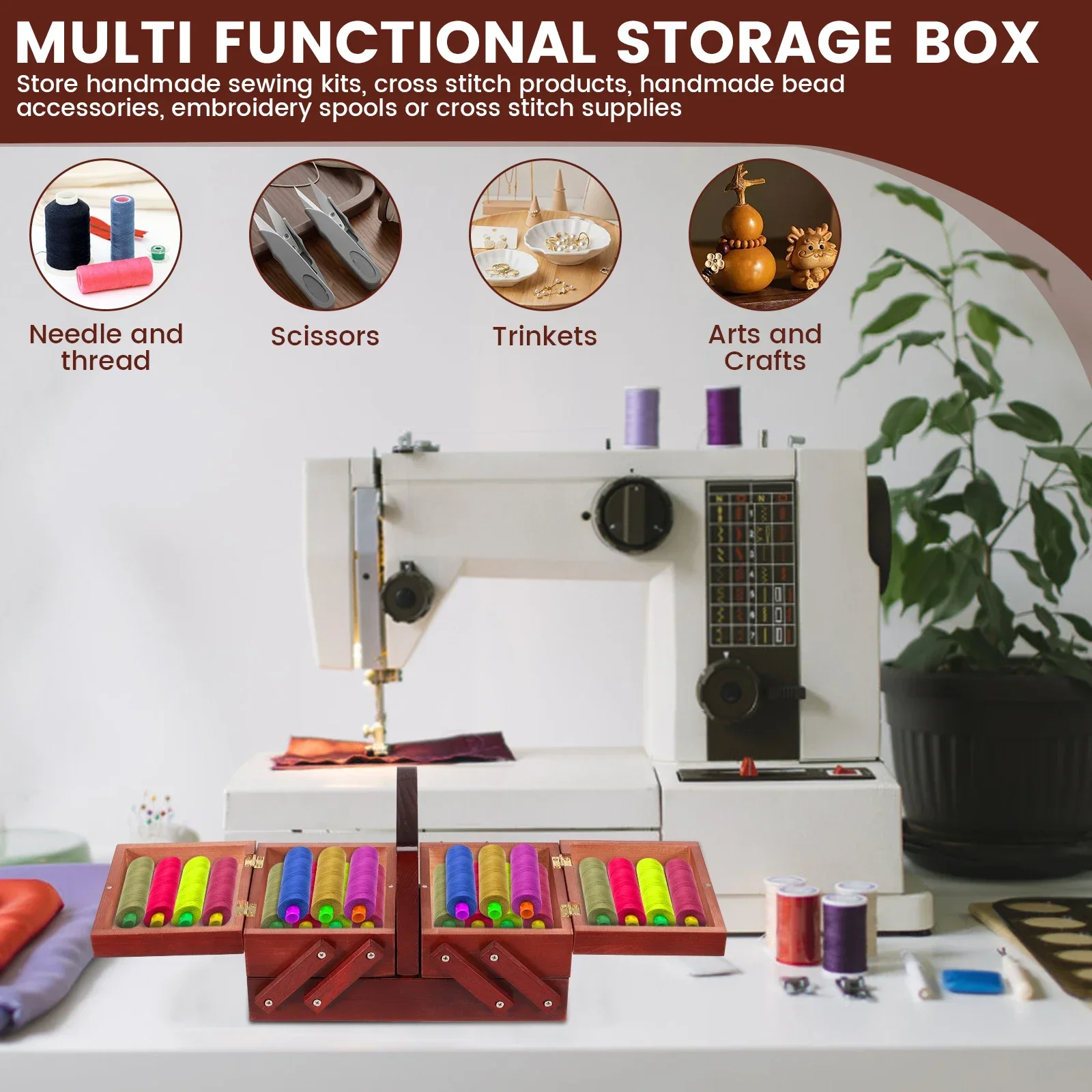 Expandable Sewing Thread Box W - Thread Bobbins Empty ulasan dan harga